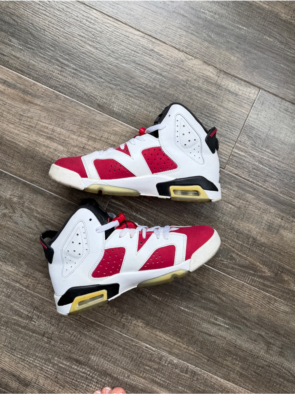 Nike Air Jordan 6 VI Carmine Red CDP Retro White Black 5.5 7 - Picture 2 of 6